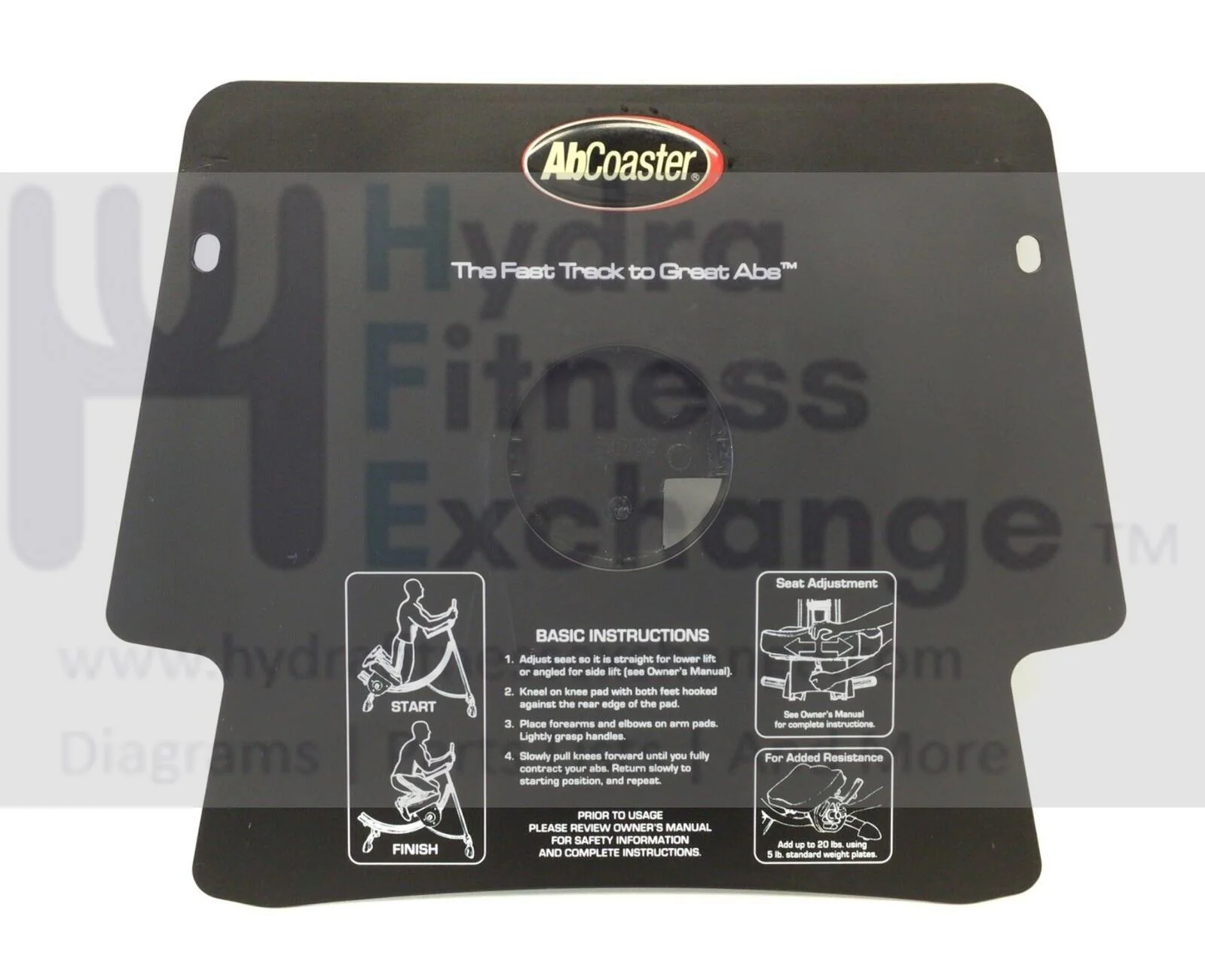 AbCoaster PS500 Miscellaneous Seat Support Frame Placard PS500-SSFA