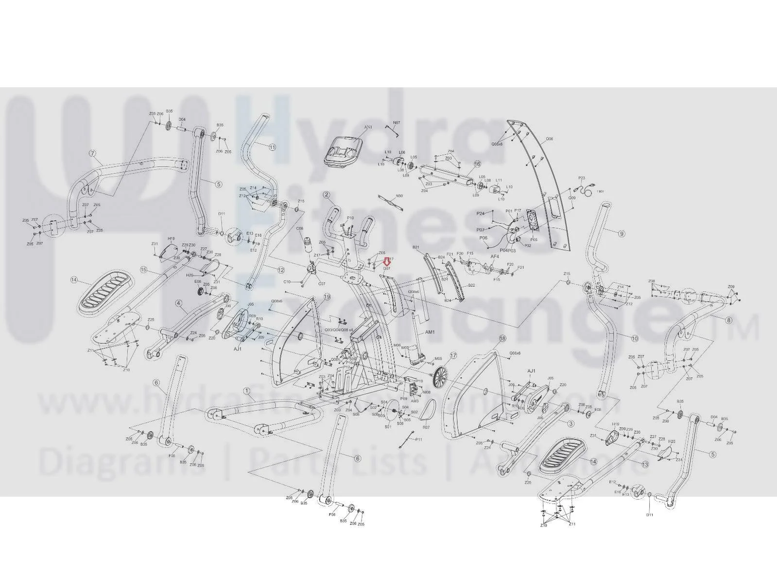 Advanced Fitness Group EP258 Elliptical Console Mast Back Cover 1000216764 - Image 2