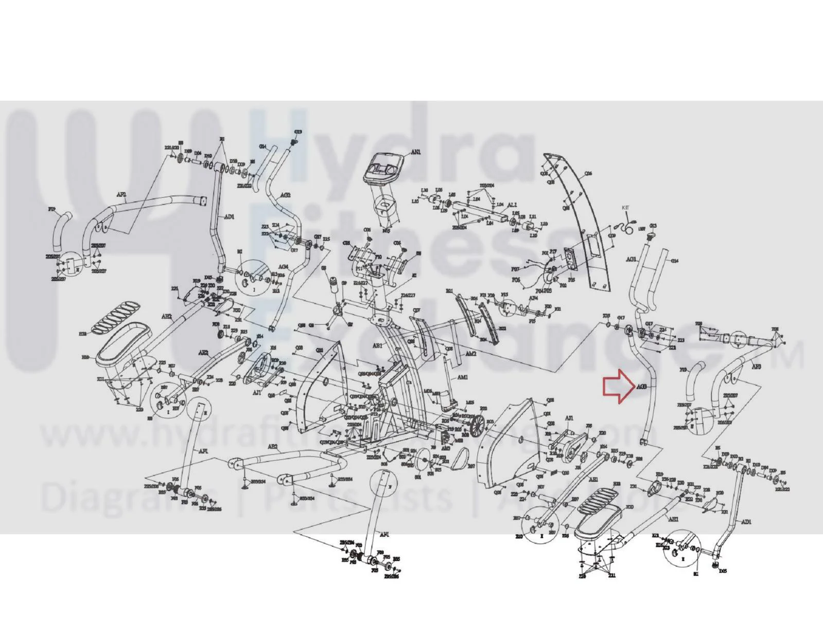 AFG 18.0AXT 18.1AXT Elliptical Right Lower Handlebar Set 1000094368 - Image 2
