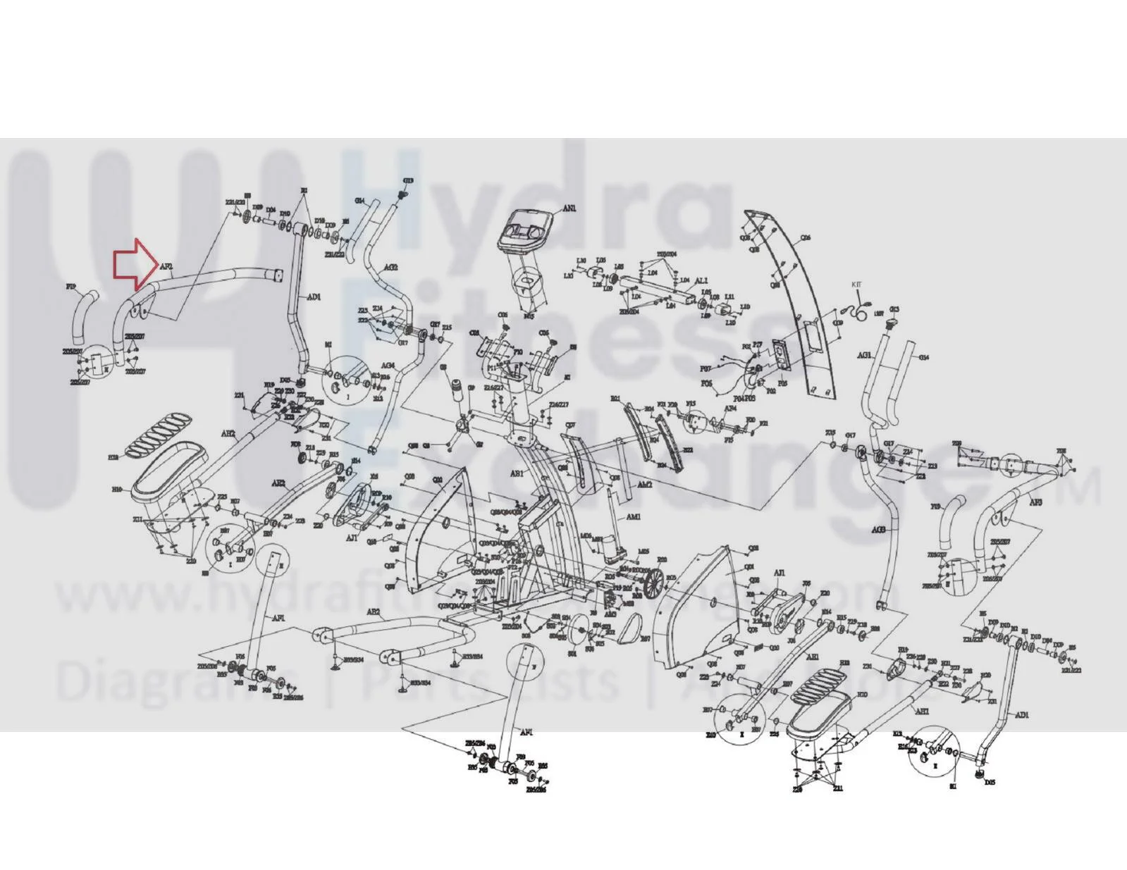 AFG 18.0AXT - EP212 18.1AXT - EP258 Elliptical Left Incline Arm Set 1000094362 - Image 2