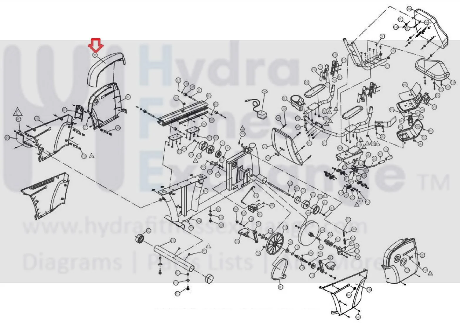 AFG 4.0AR - RB120 Recumbent Bike Frame Up Cover MFR-RB123-Q03 or 084390 - Image 3