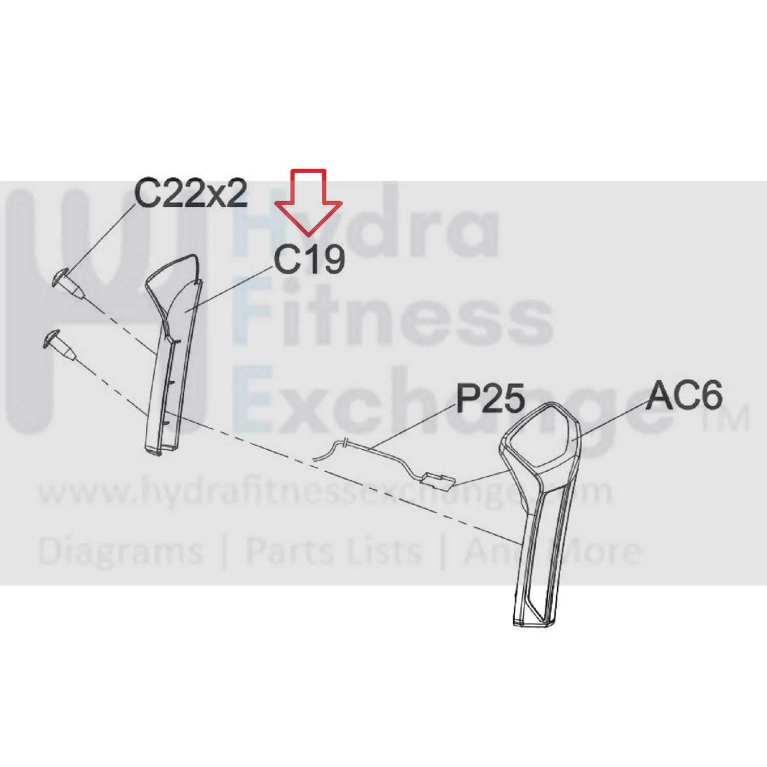 AFG - Advanced Fitness Group EP585 TM438E TM439E Elliptical Right Rear Pulse Grip Plastic Cover 1000300263 - Image 2