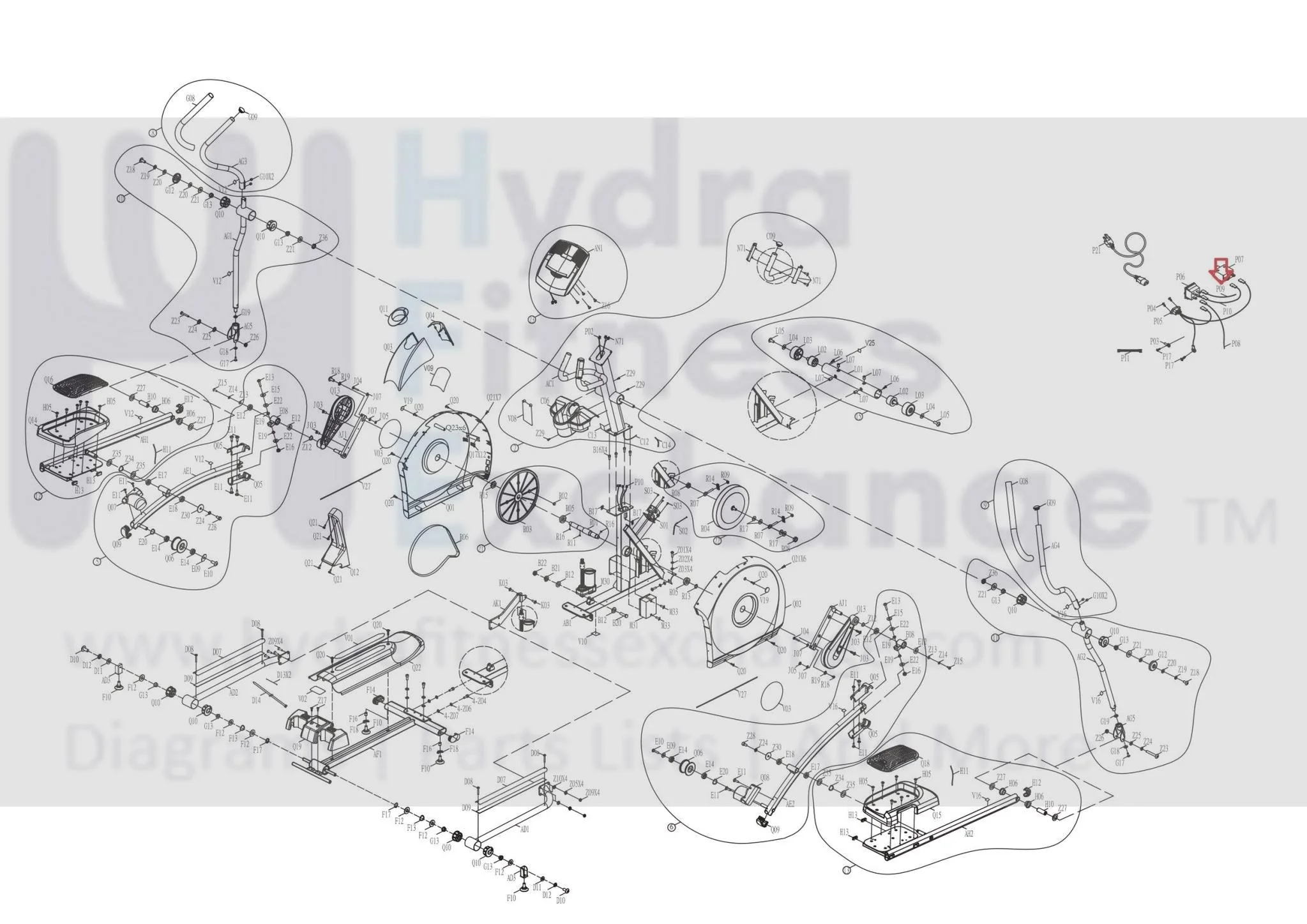 AFG - Advanced Fitness Group Horizon Fitness Elliptical Control Board Power Wire Harness White 1000205894 - Image 3