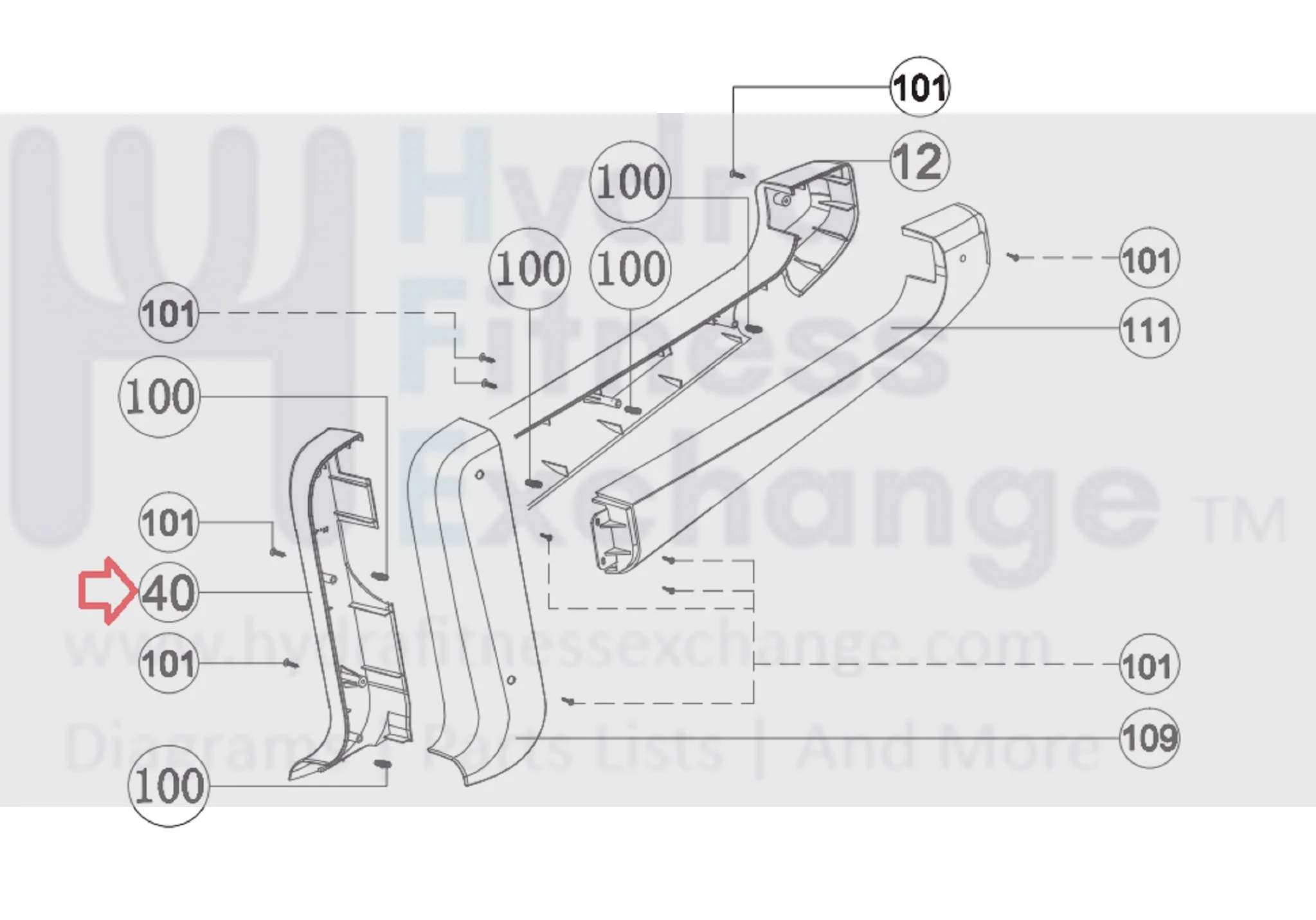 AFG Horizon 7.3AR RB019 Elite R7 RB018 Stationary Bike Right Rear Side Cover 1000350704 - Image 2