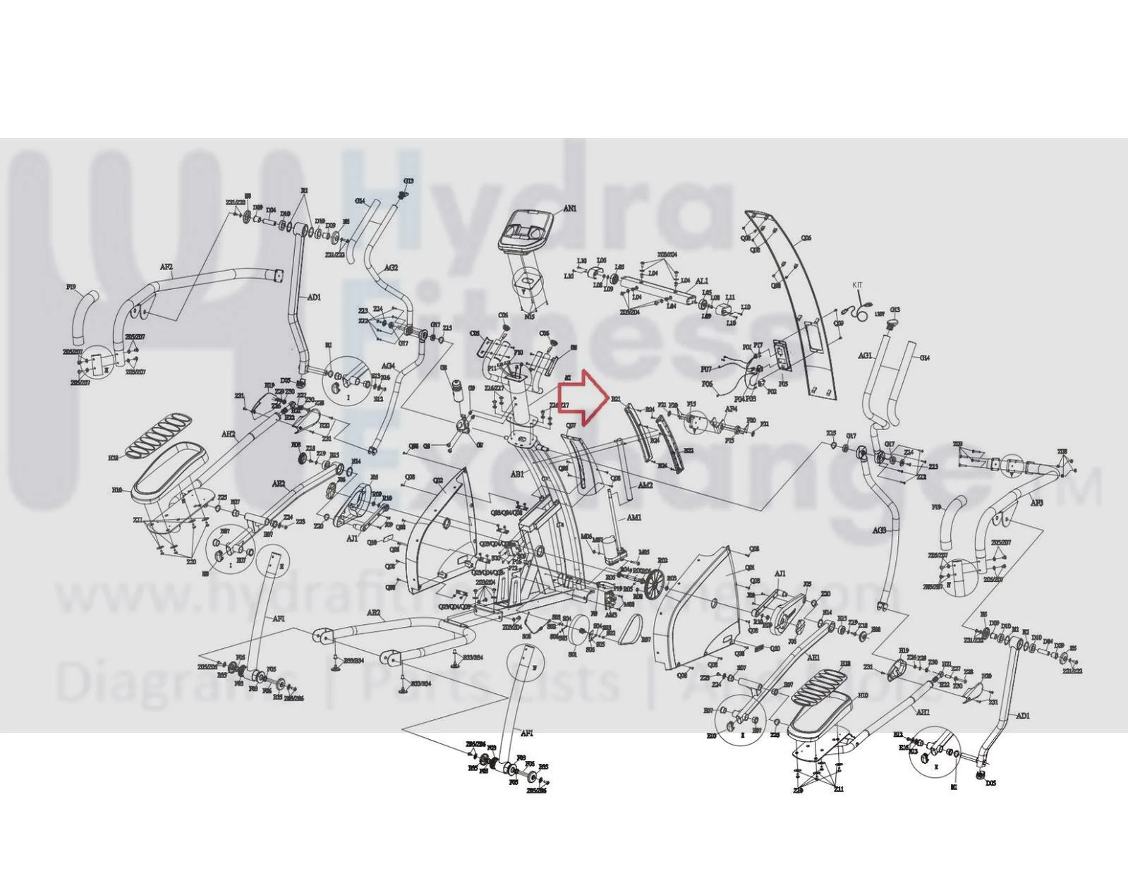 AFG Horizon Fitness 18.0AXT 18.1AXT AT1501 Elliptical Left Guide Rail 094102 - Image 2