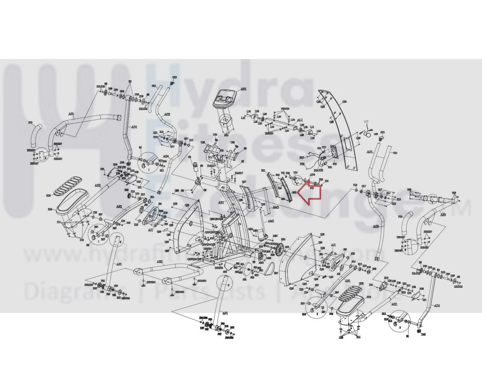 AFG Horizon Fitness 18.0AXT 18.1AXT AT1501 Elliptical Right Guide Rail 094103 - Image 2