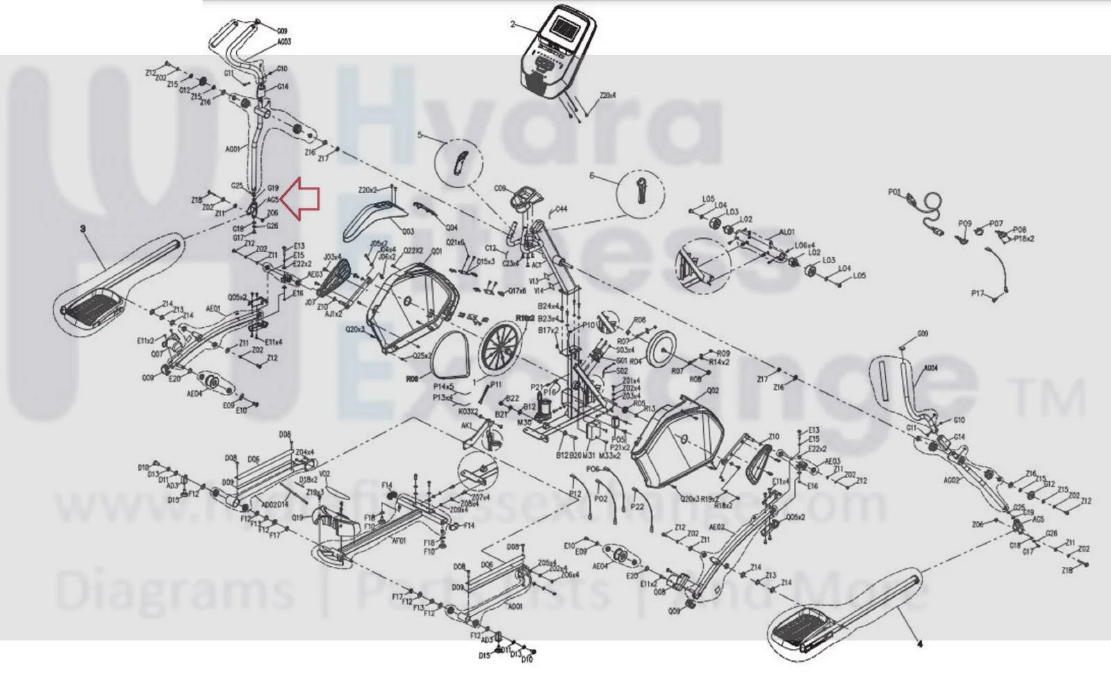 AFG Horizon Fitness 7.0 AE EX59-3 Elliptical Hand Arm Set 1000419623 - Image 2