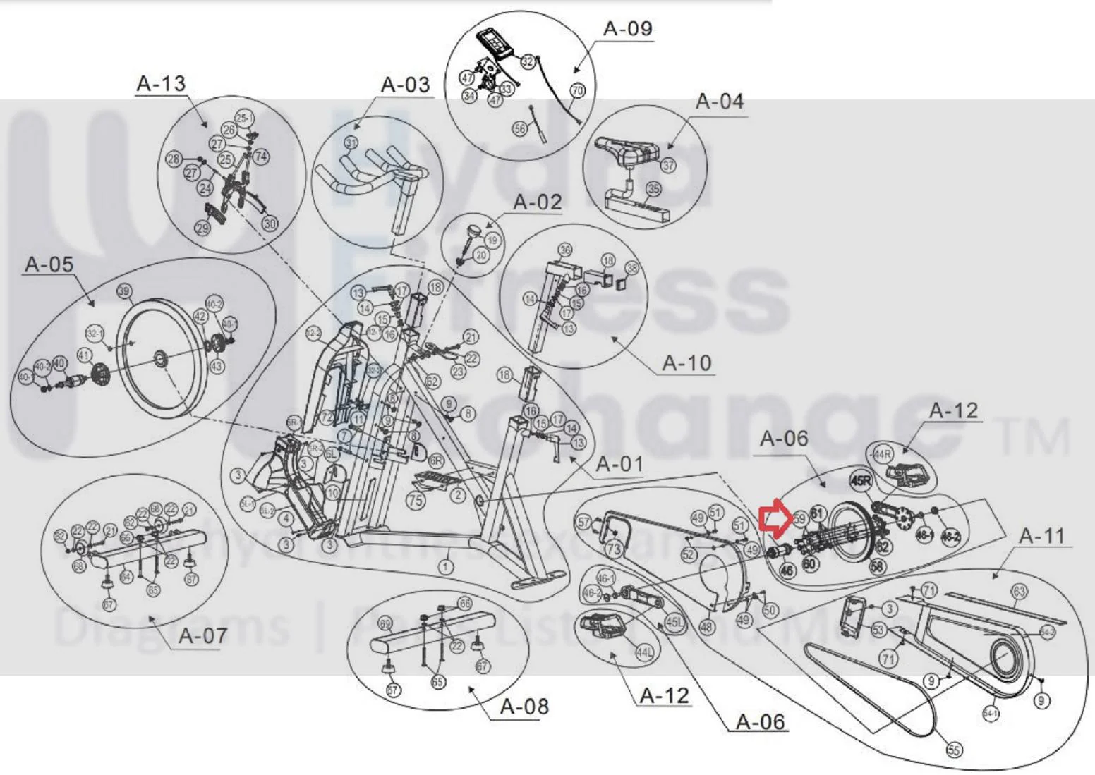 AFG Horizon Fitness 7.3AIC Elite IC7 Stationary Bike Allen Bolt 1000351049 - Image 2