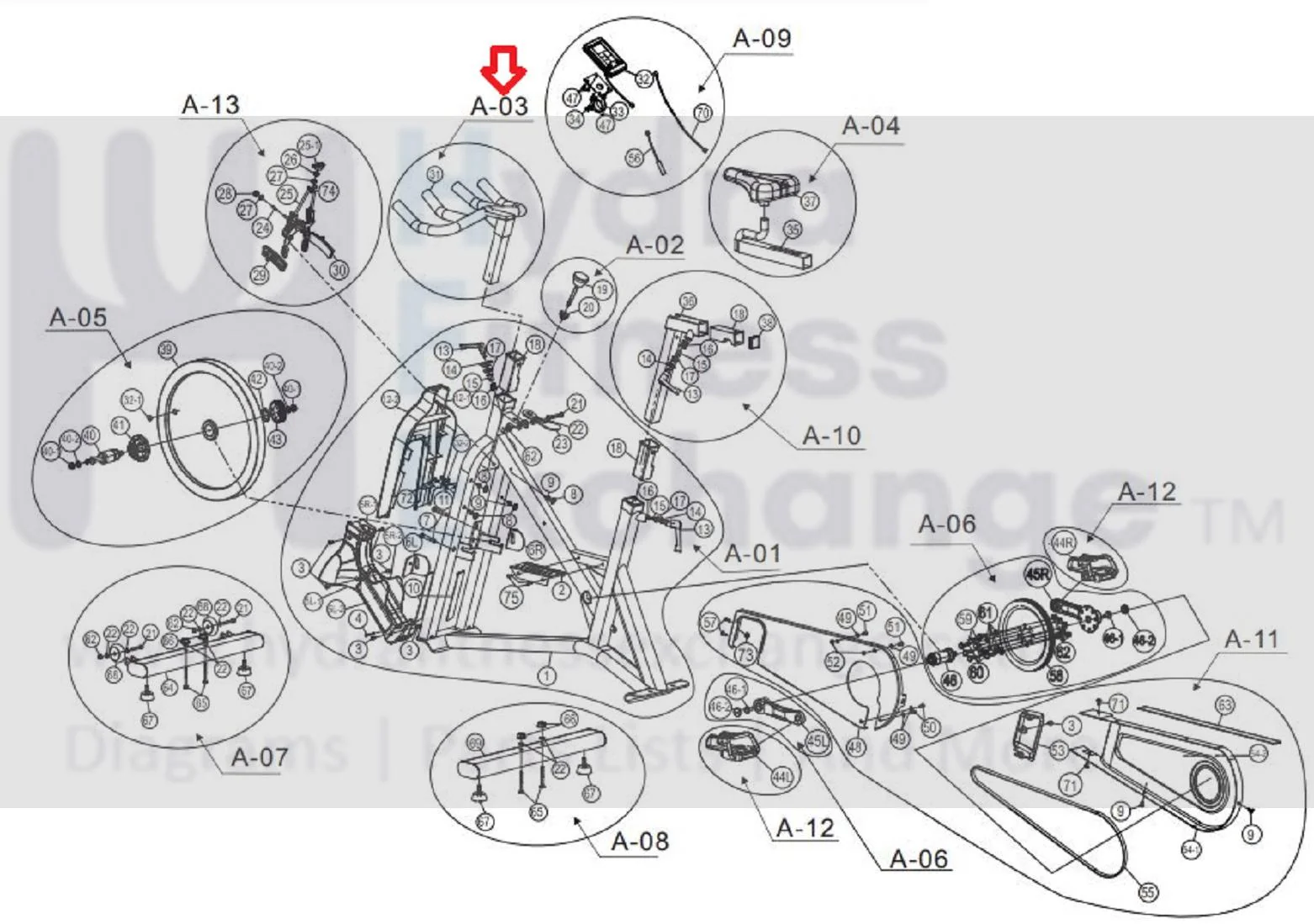 AFG Horizon Fitness 7.3AIC Elite IC7 Stationary Bike Handlebar Set 1000350960 - Image 2