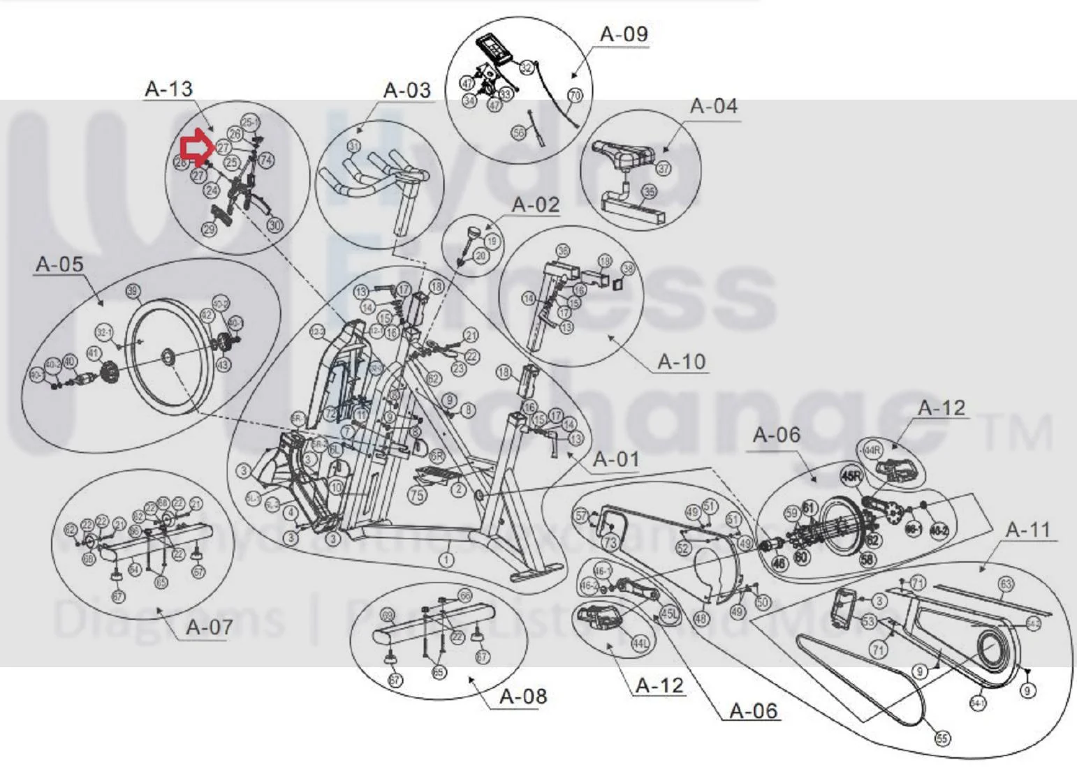 AFG Horizon Fitness 7.3AIC Elite IC7 Stationary Bike Washer 1000351109 - Image 2