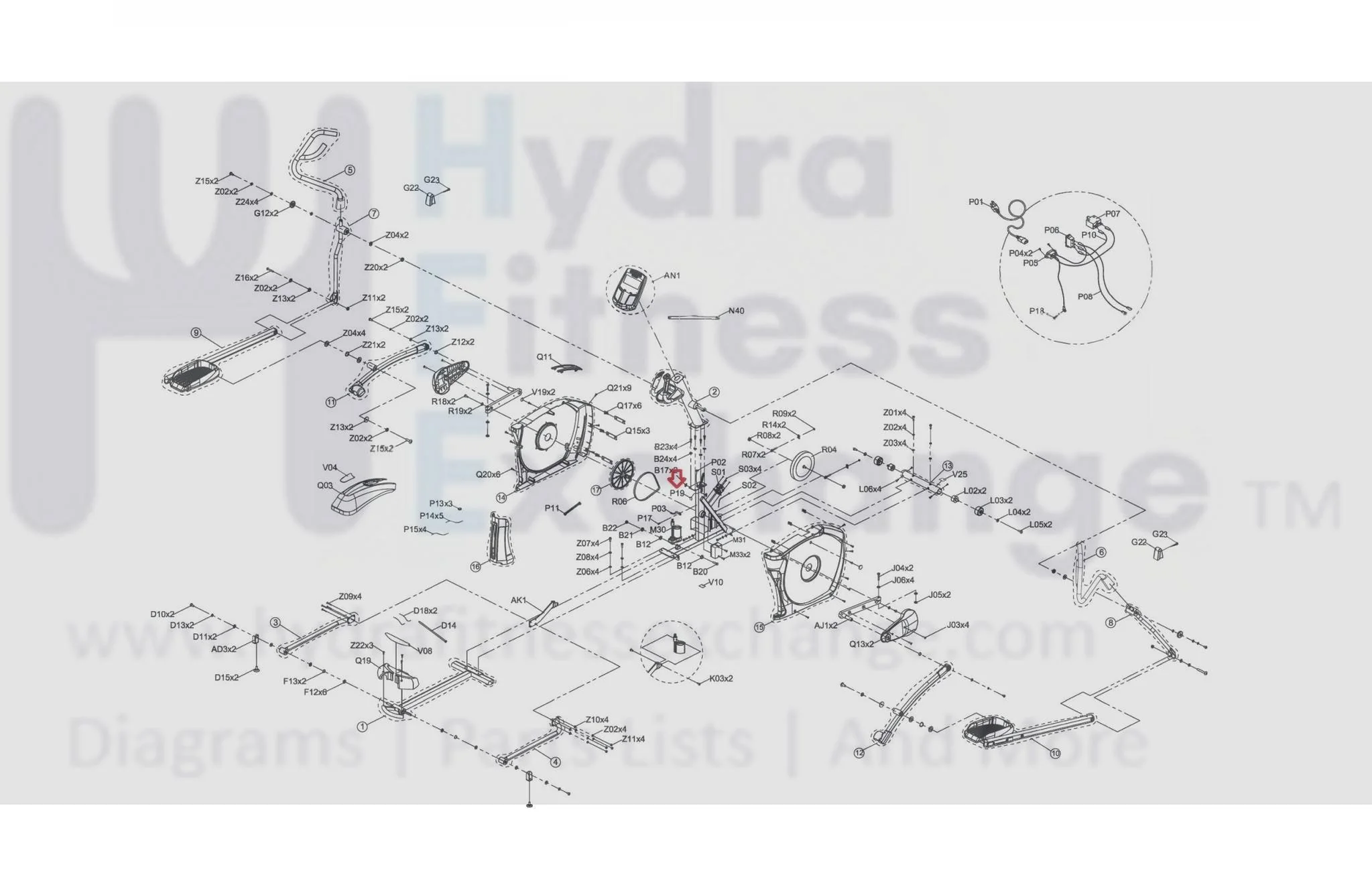 AFG Horizon Fitness Elite E9 E7 3.1AE  4.1AE  Elliptical Inside Receiver Set 1000102705 - Image 3