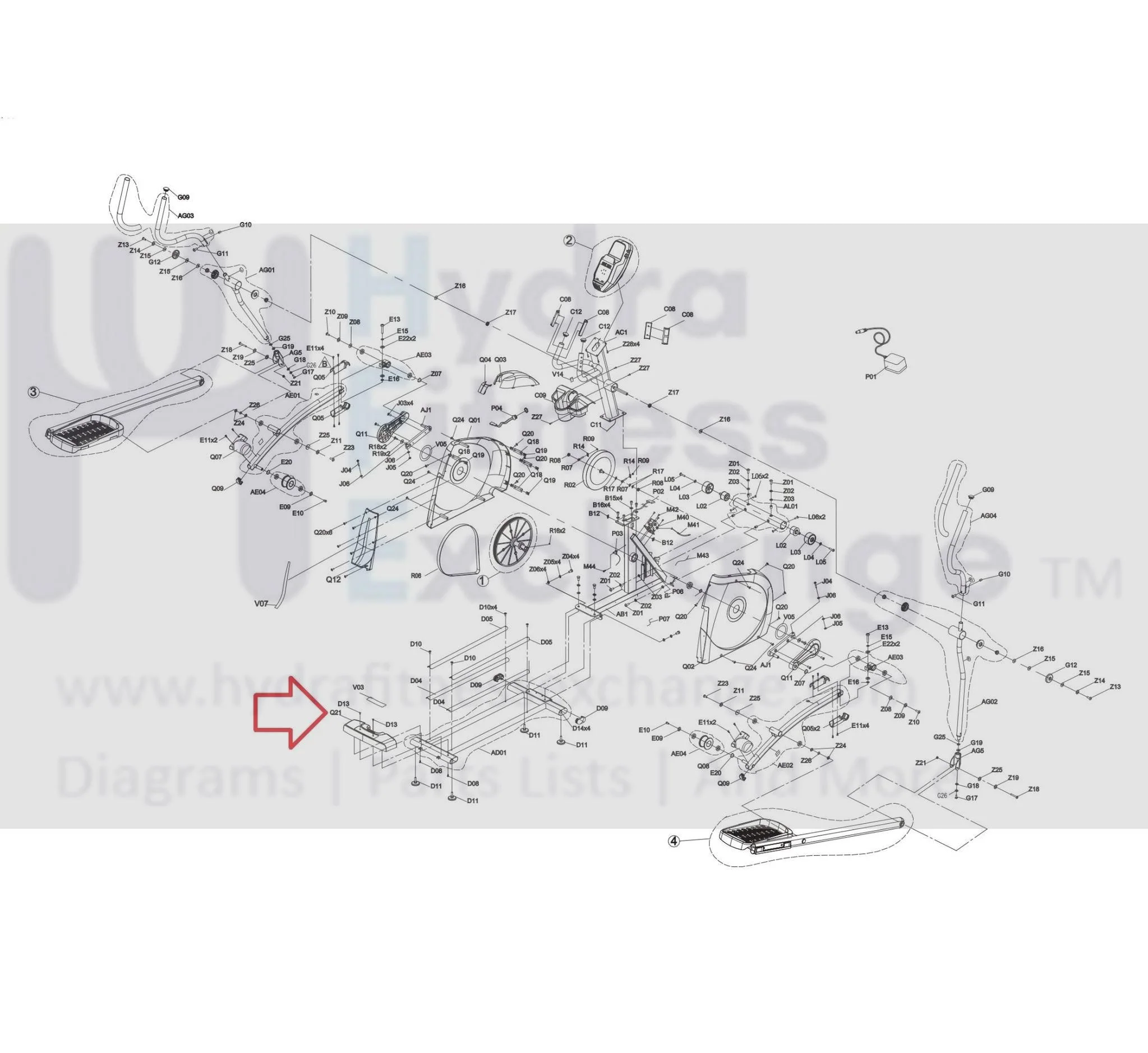 AFG Horizon Fitness EP594 EP595B EP716 EP283 Elliptical Stabilizer Tube Back Cover 1000355000 - Image 3
