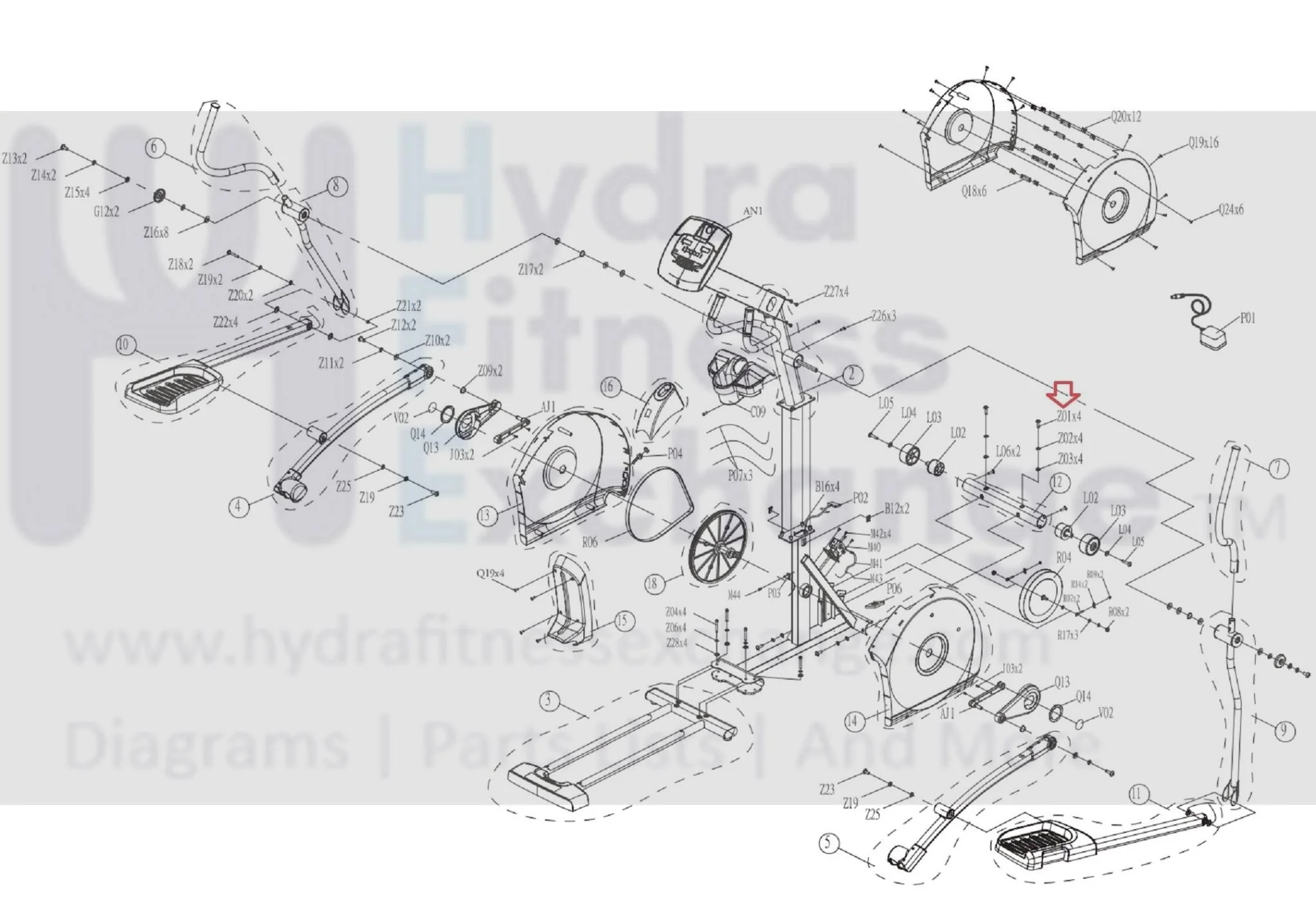 AFG Horizon Tempo Fitness Elliptical Hex Socket Screw M8x1.25Px30L 004727-00 - Image 3