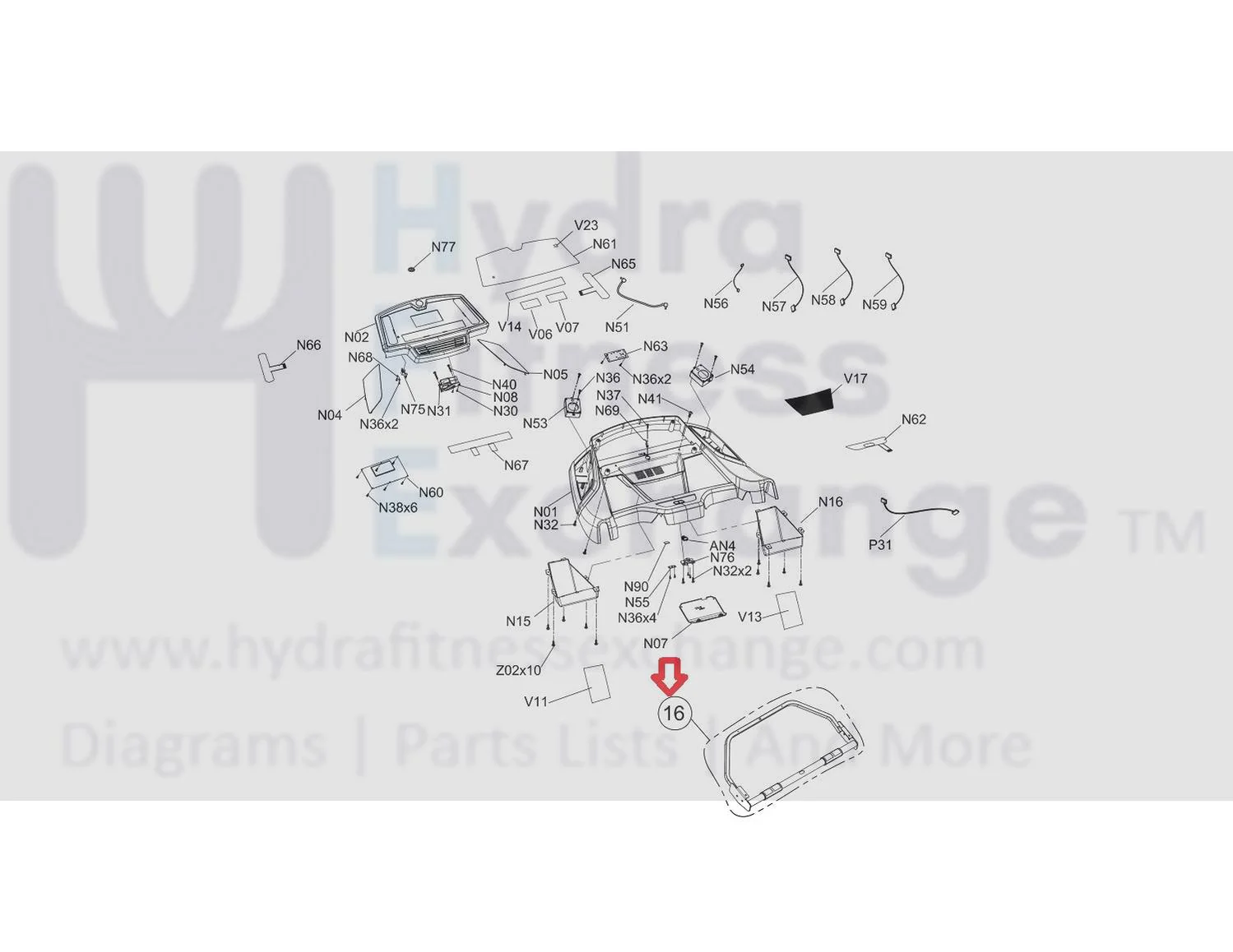 AFG Horizon Fitness TM685B TM685D Treadmill Console Base Set Semi Assembly 1000300606 - Image 3