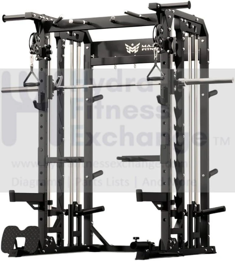 All-In-One B52 Standard Home Gym Smith Machine with Power Rack Cable Dual Pulley | Plate Loaded Functional Trainer | Squat Rack