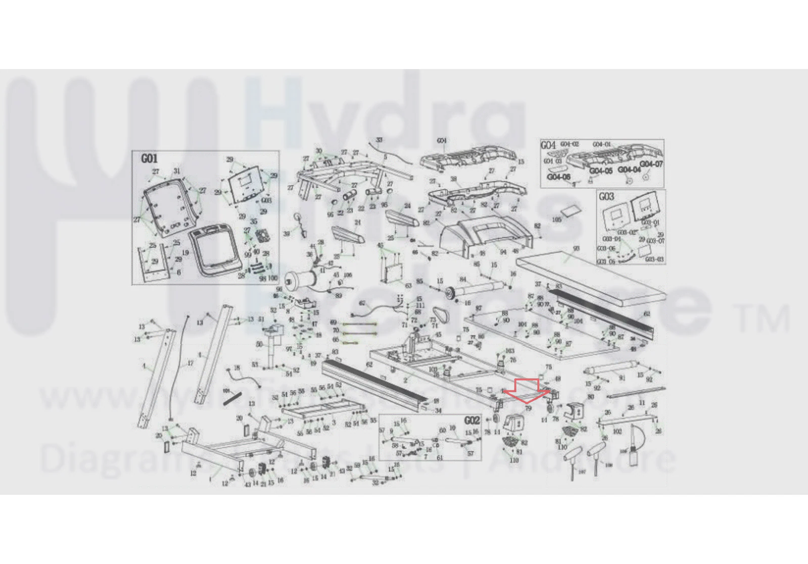 BH Fitness S3TiB S5TiB Treadmill Left Rear Roller End Cap S5TiB-79 - Image 3