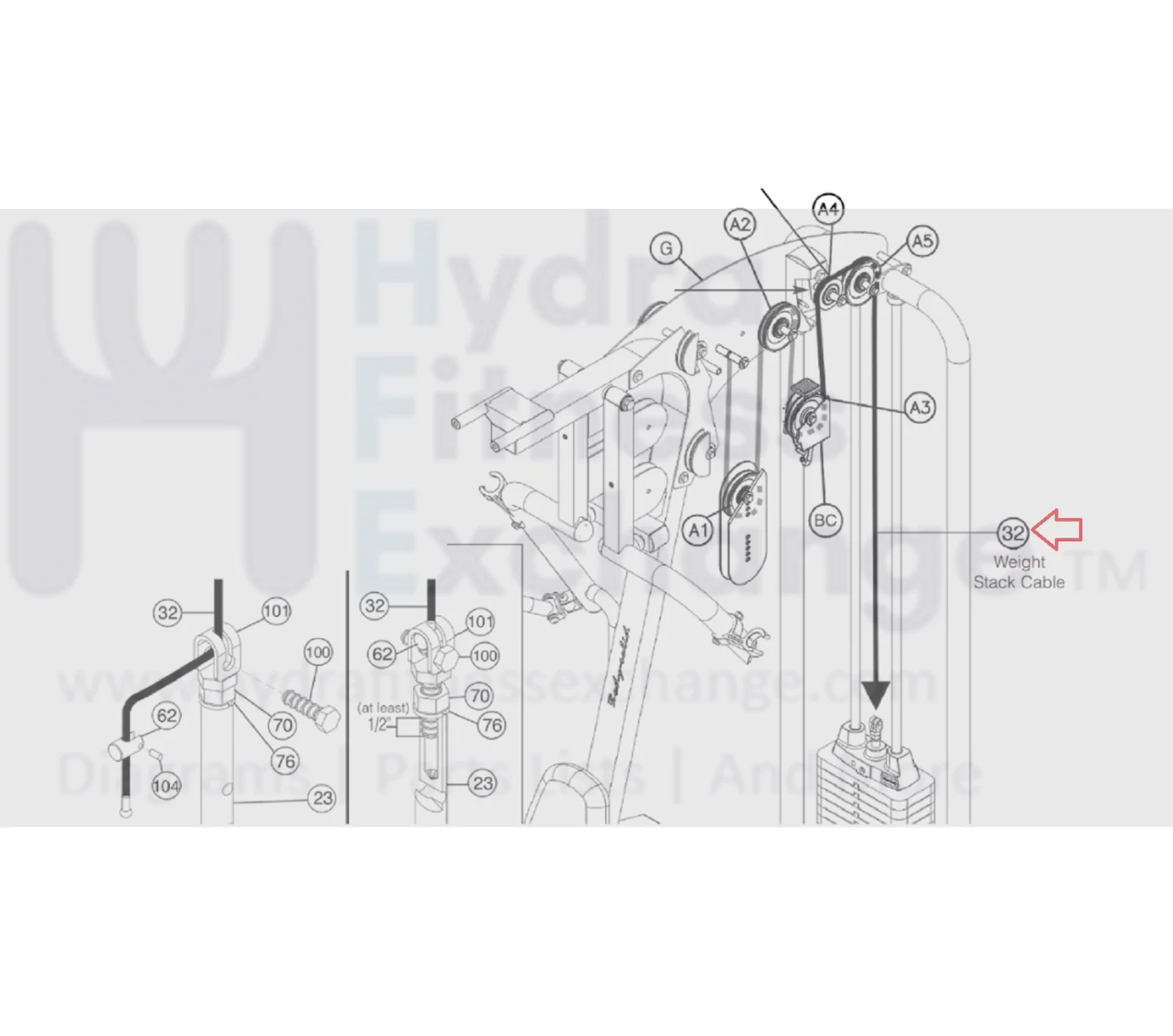Bodysolid G4I Strength System Short Cable 757mm 30" JSC-B774.7 - Image 2