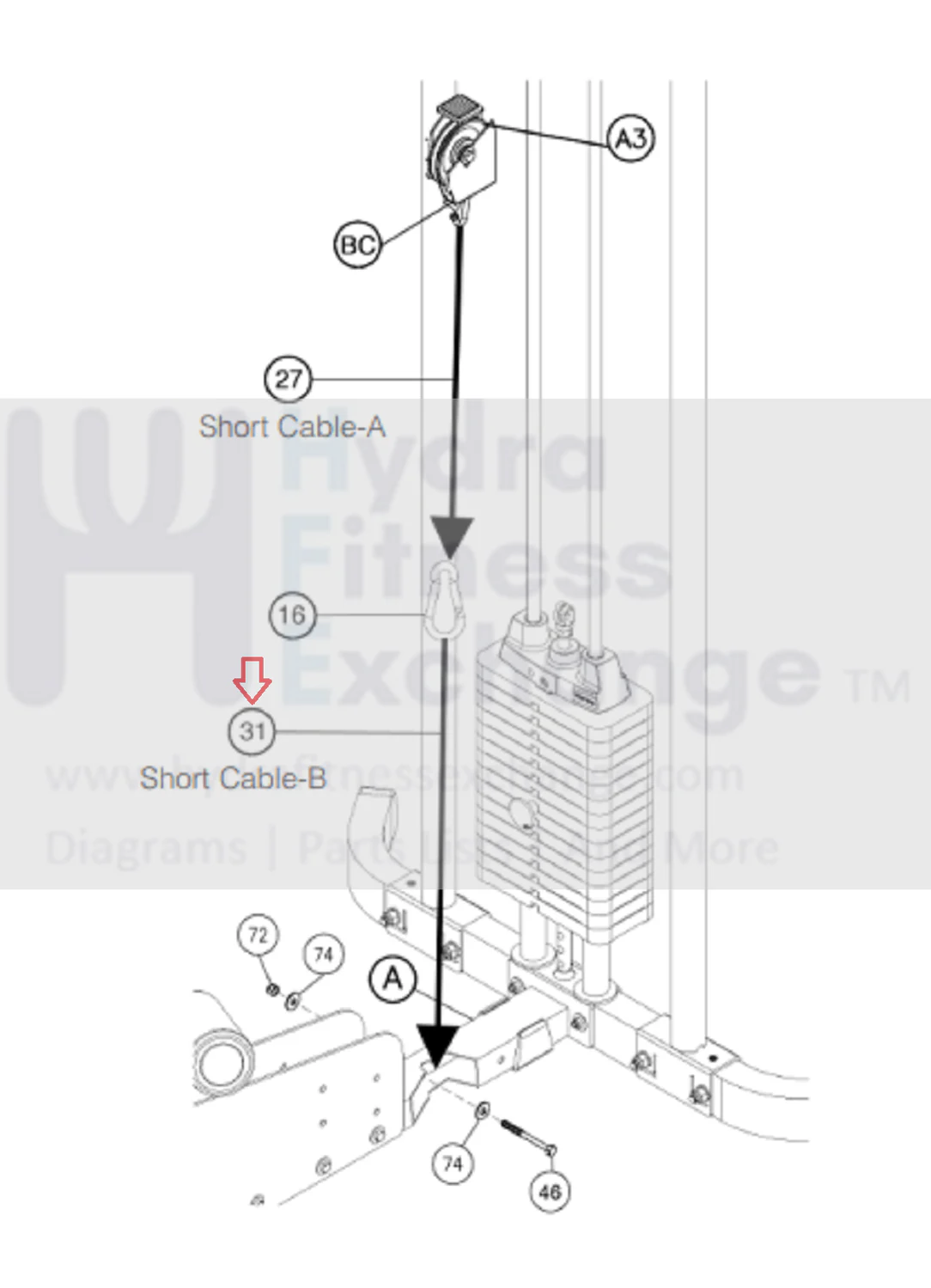 Bodysolid G4i Strength System Weight Stack Cable JWSC2670 - Image 2