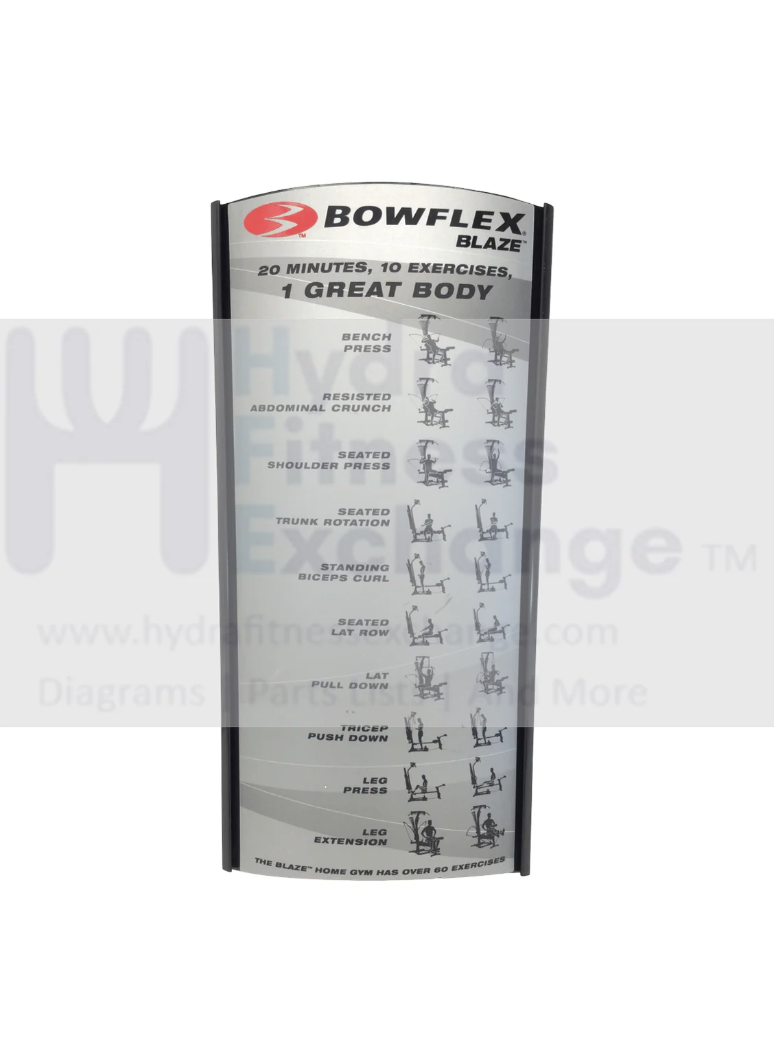 Bowflex Blaze Single Pack Home Gym Strength System Workout Placard 1000514014