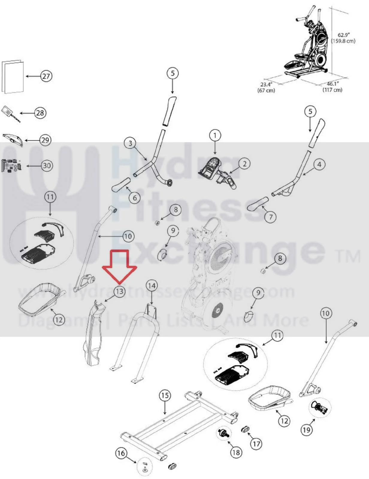 Bowflex Max Trainer M5 Elliptical Rear cap shroud 8003440 - Image 2