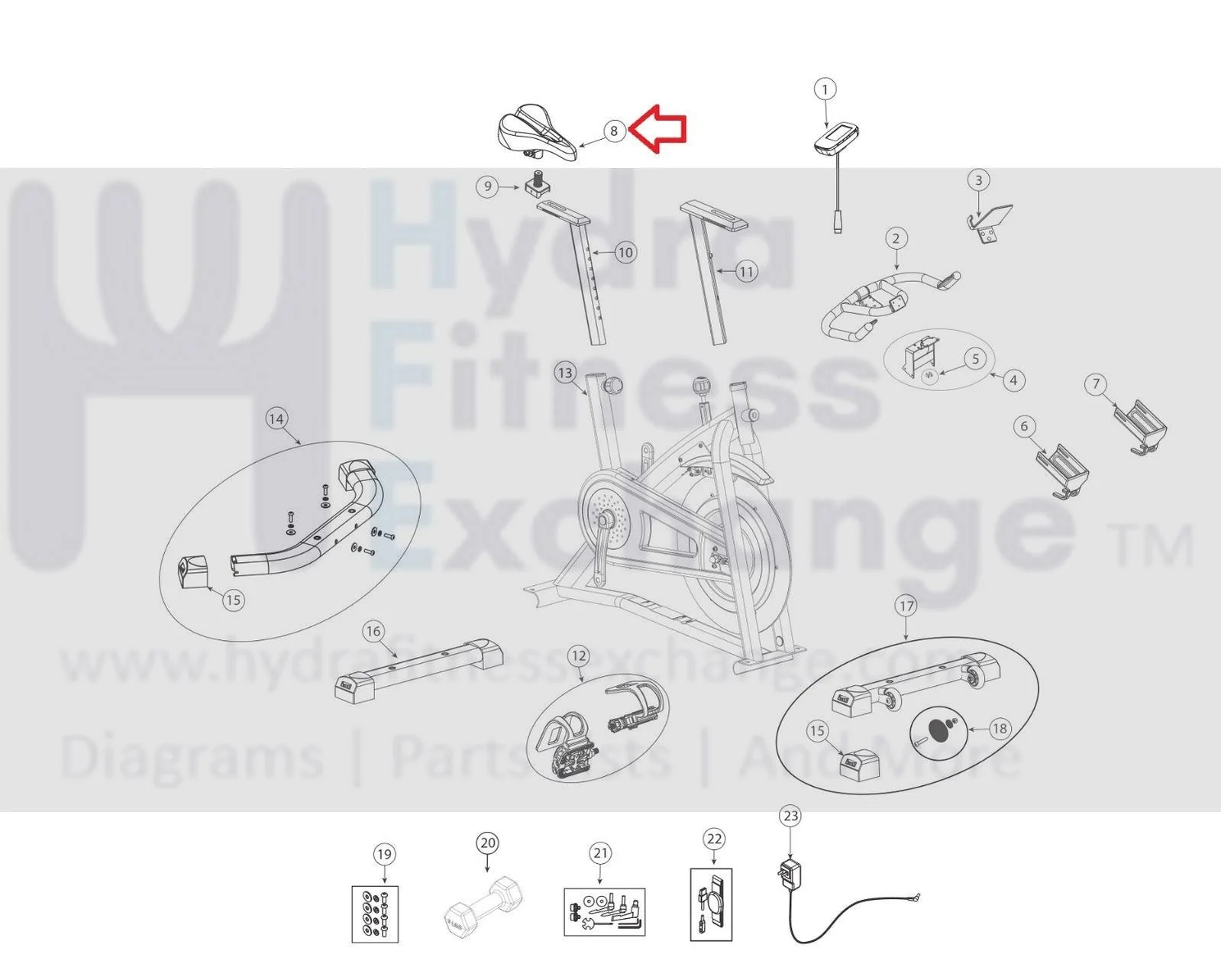 Bowflex Stationary Bike Seat and Labels Sub Assembly 1000513170 - Image 3