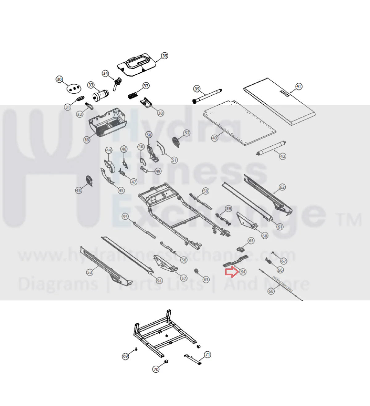 Bowflex T25i T56i Treadmill Bottom Shroud Deck Handle MFR-8025160 & 1000513222 - Image 3
