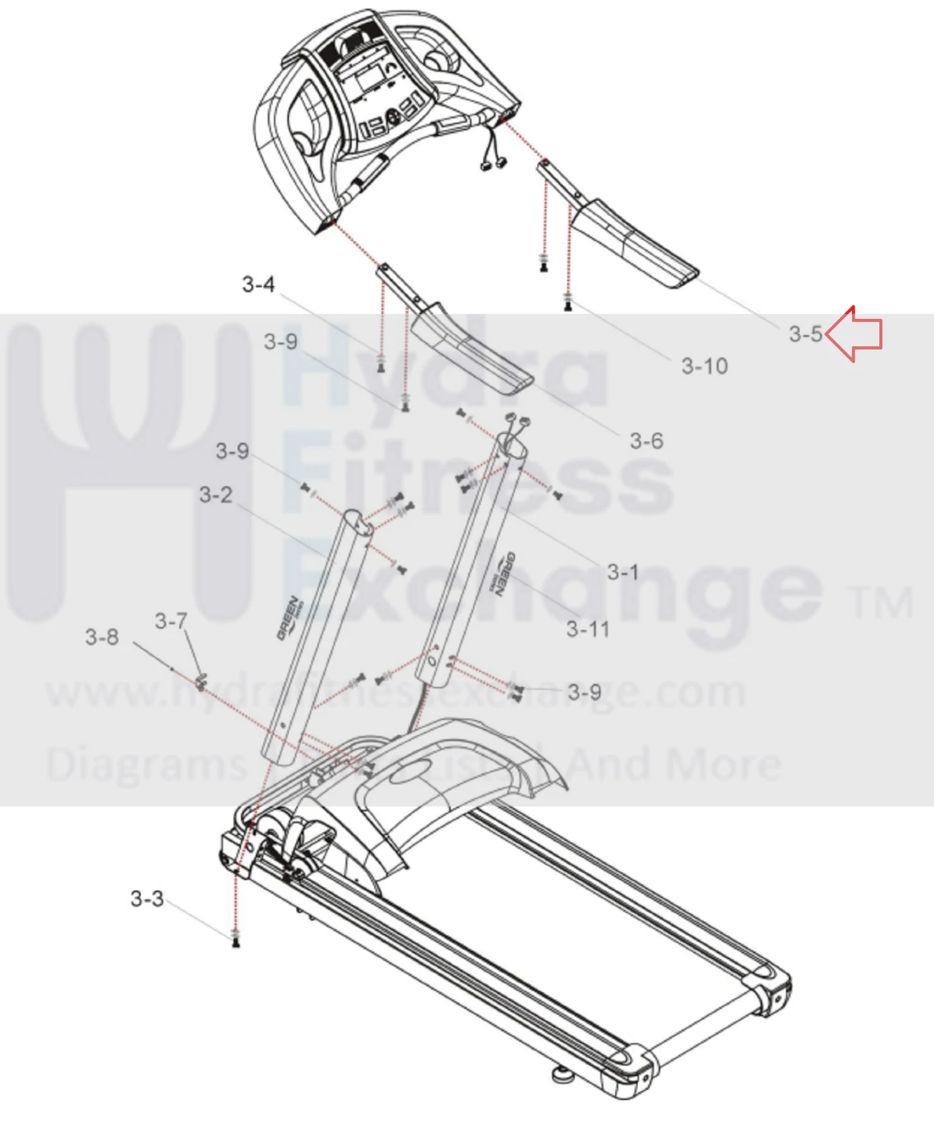 Circle Fitness TM6000 - CIR-TM6000AC-G1 Treadmill Right Handlebar F900587-001 - Image 2