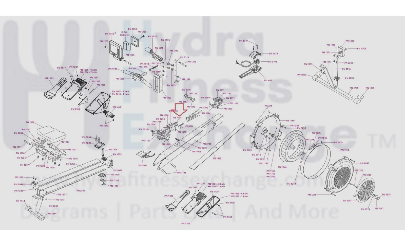 Concept 2 DYNO Model C D E W PM5 Monitor Indoor Rower Chain Idler Pulley 1024 - Image 2