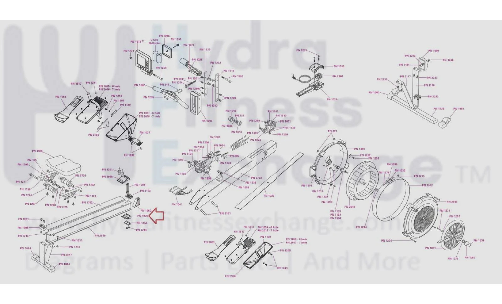 Concept 2 Model D E W PM5 Monitor Indoor Rower Lower Hanger Plastic 1039 - Image 2