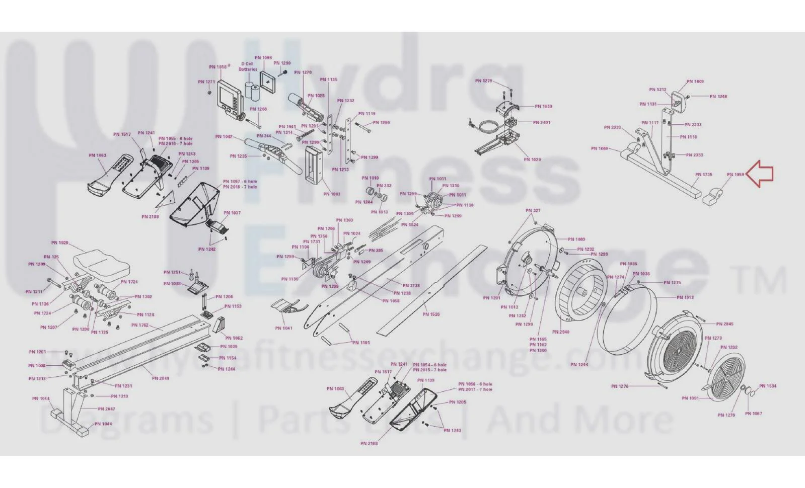 Concept 2 Model D E W PM5 Monitor Indoor Rower Right Foot Caster 1059 - Image 2