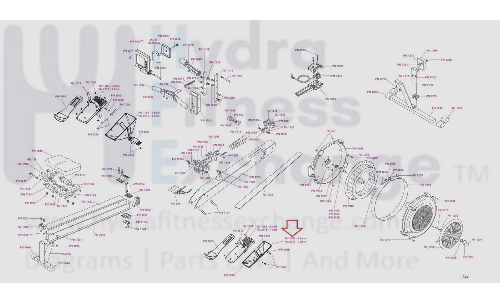 Concept 2 Model D E W PM5 Monitor Indoor Rower Right Foot Stretcher 1056 - Image 2