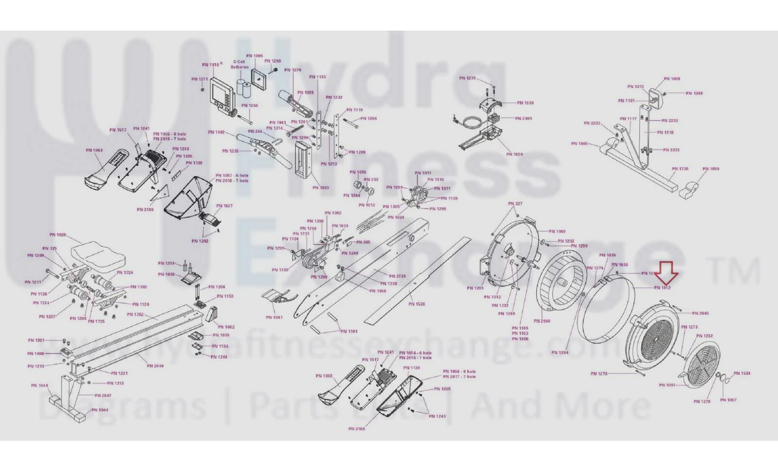 Concept 2 Model D E W PM5 Rower Outlet Perf W/Connectors & Screw Assembly 1912 - Image 2