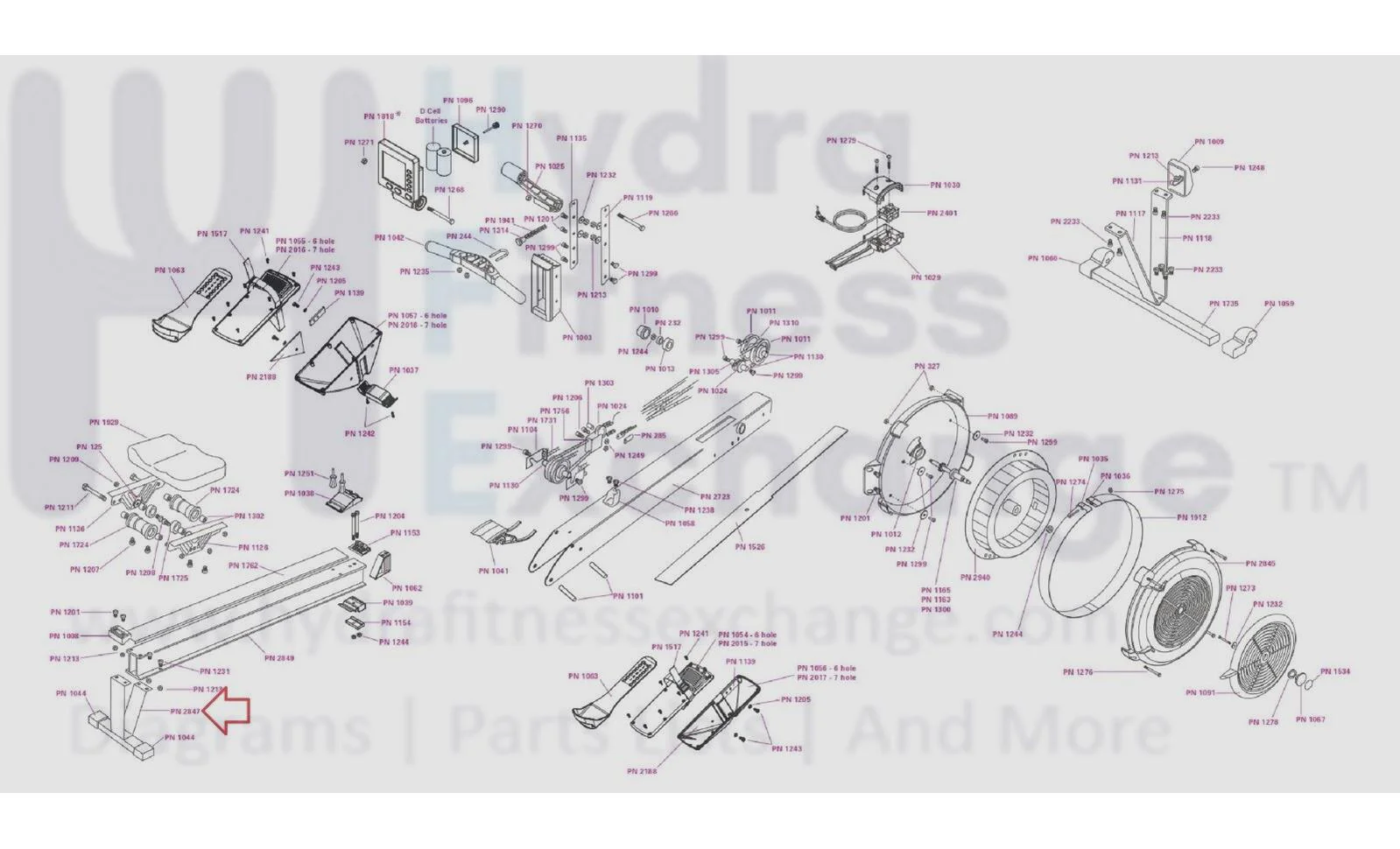 Concept 2 Model D W PM5 Monitor Indoor Rower Rear Leg with Feet 2847 - Image 2