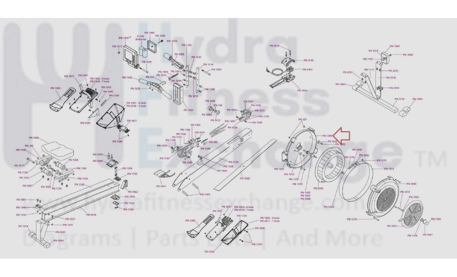 Concept 2 Model D W PM5 Monitor Rower Flywheel Black Back Cover 1089 & 2712 - Image 2