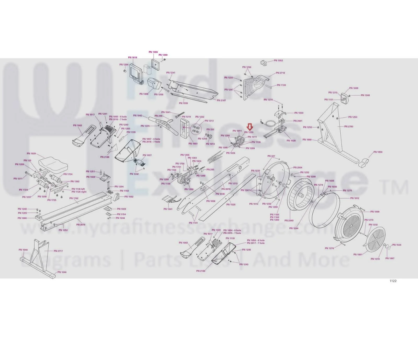 Concept II Model C E D Rower Shock Cord Pulley Axle Spacer 1310 - Image 2