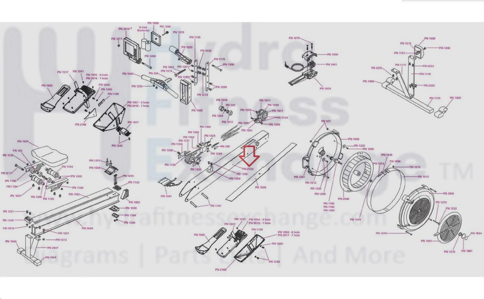 Concept II Model D w PM5 Black Rower Main Frame Weldment 2723 - Image 2