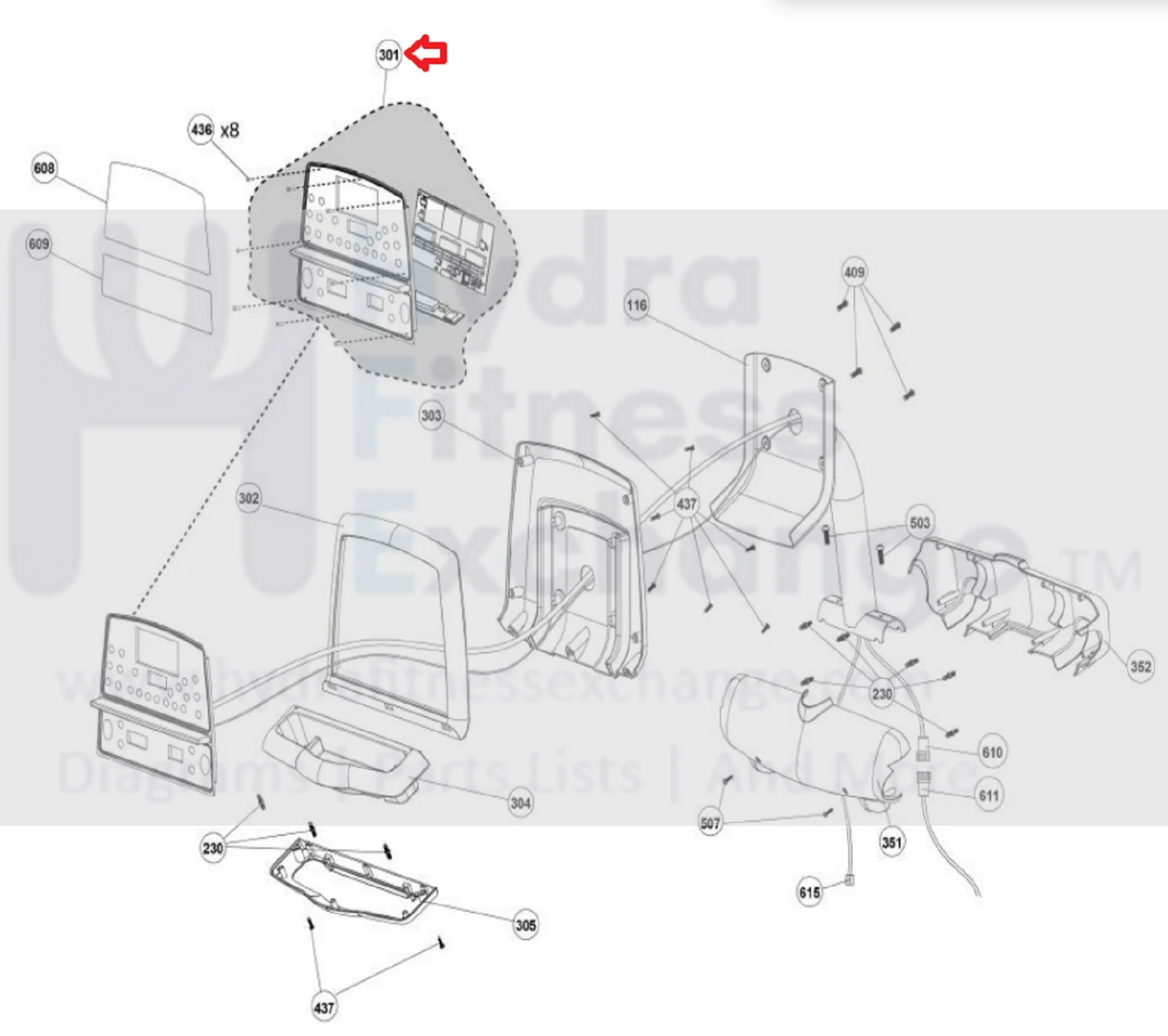 Cybex 360A 362A Elliptical Display Console with Backshell Includes KAD-22048 - Image 3