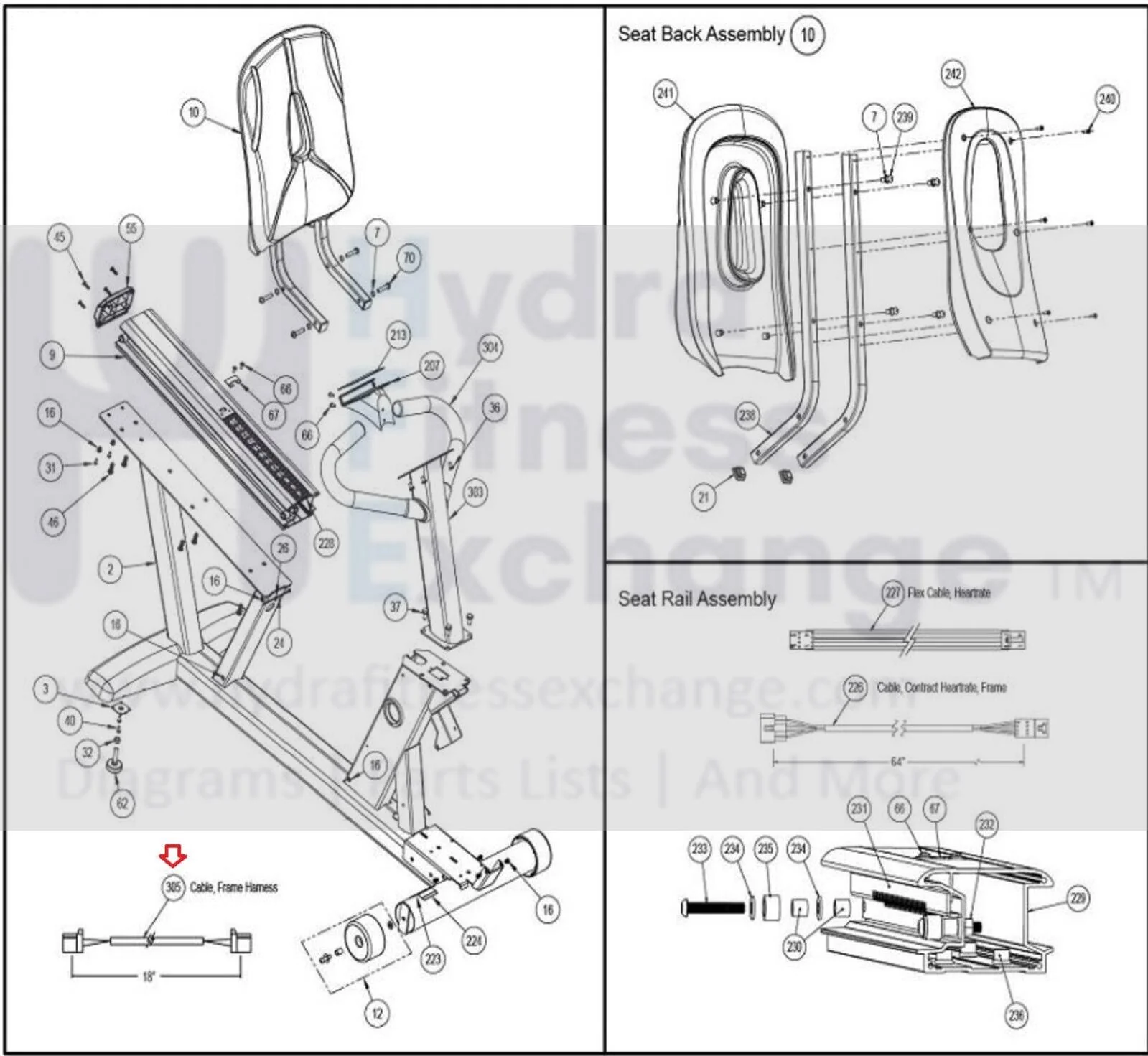 Cybex 625R 750R 770R 525R Recumbent Bike Frame Cable Harness AW-21346 - Image 2