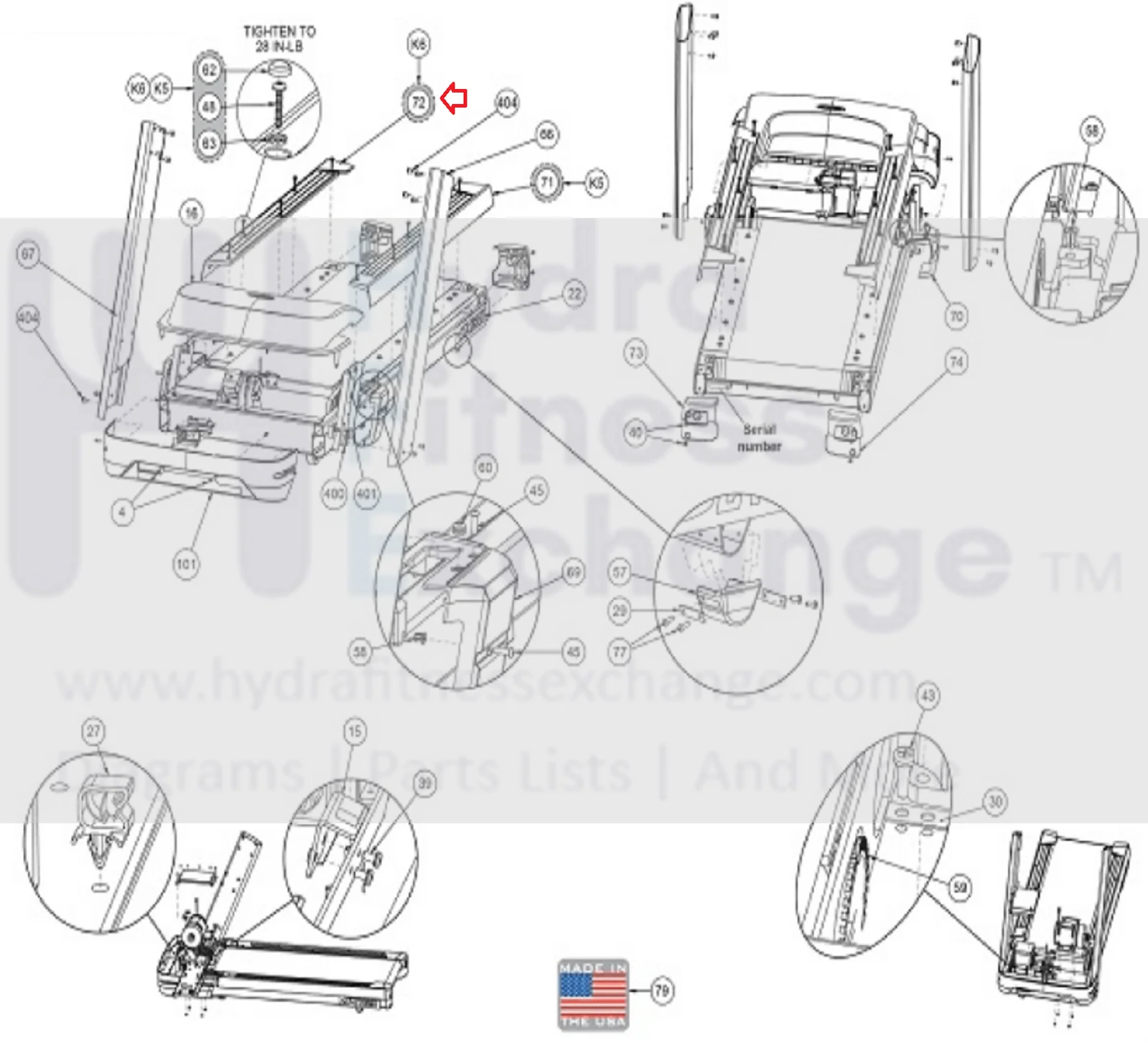 Cybex 770T 525T-LED-02-04-10-E3-02-E3-02-03-04 Treadmill Right Top Step PL-23708 - Image 4