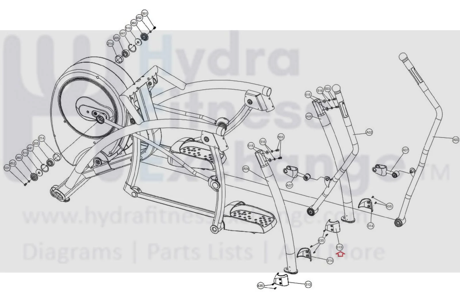 Cybex Arc Trainer - 350A 360A 362A Elliptical Rear Inner Cover KPL-20326 - Image 3