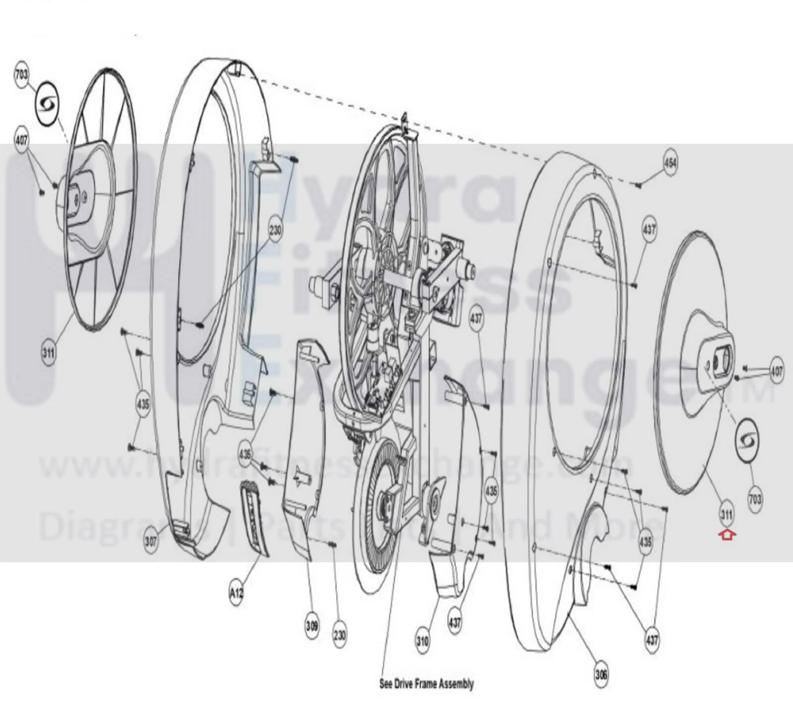 Cybex Arc Trainer 360A Arc Trainer 362A Elliptical Pulley Cover KPL-22033 - Image 4
