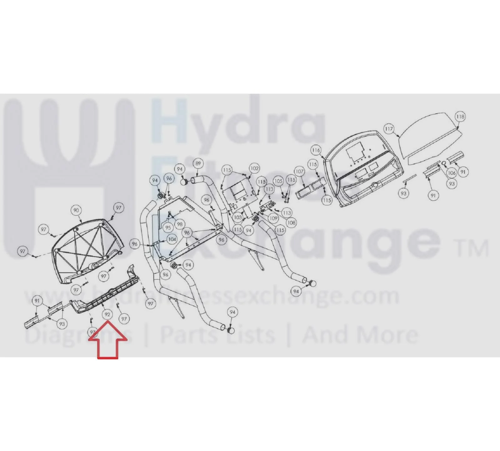 Cybex Arc Trainer - 600A Elliptical Console Back Plastic Cover PP620002 - Image 2