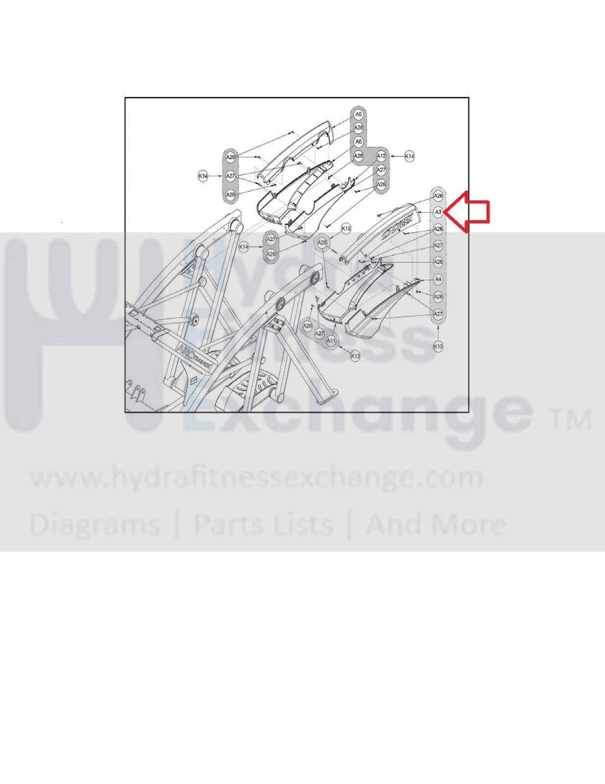 Cybex Arc Trainer 625AT 626AT 627AT Elliptical Left Rear Top Cover 625A-310 - Image 2