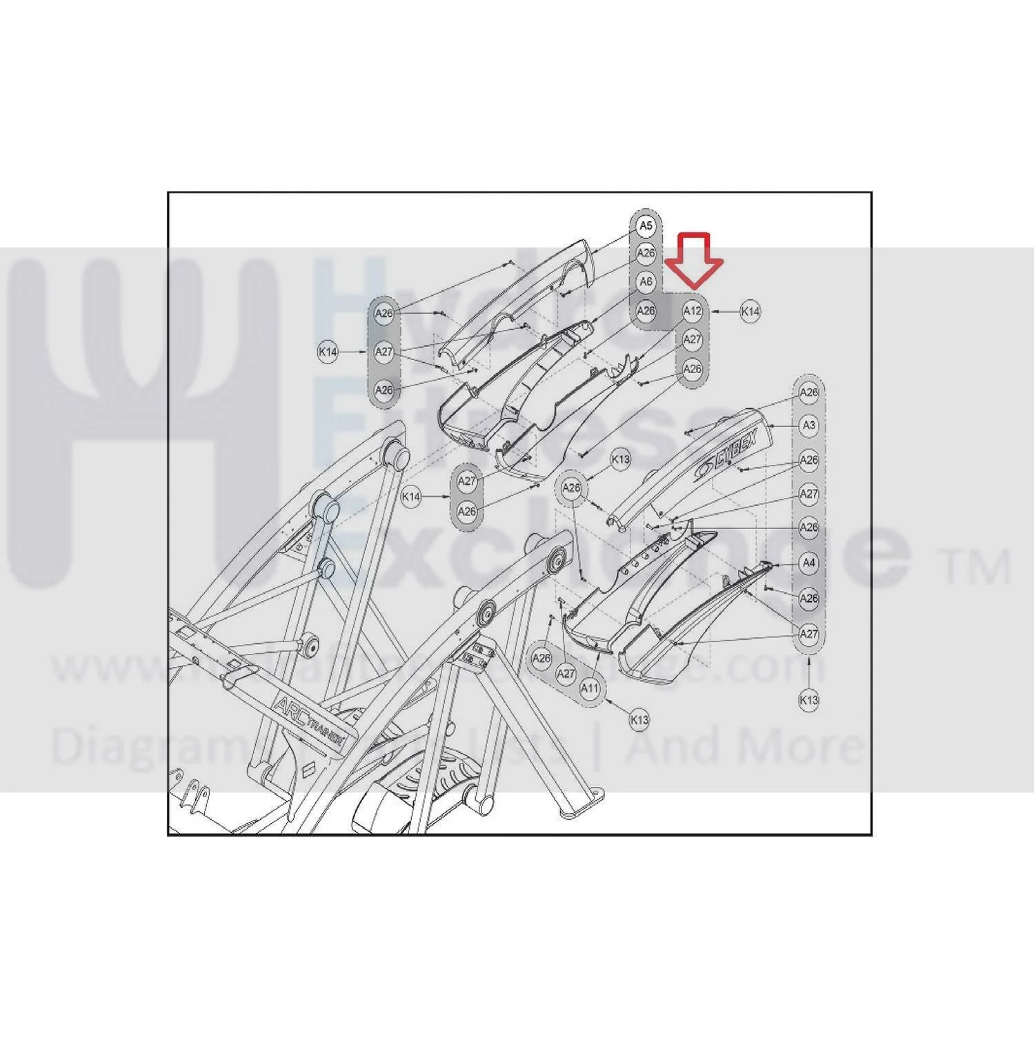 Cybex Elliptical Right Rear Inner Cover 770A-324 - Image 2