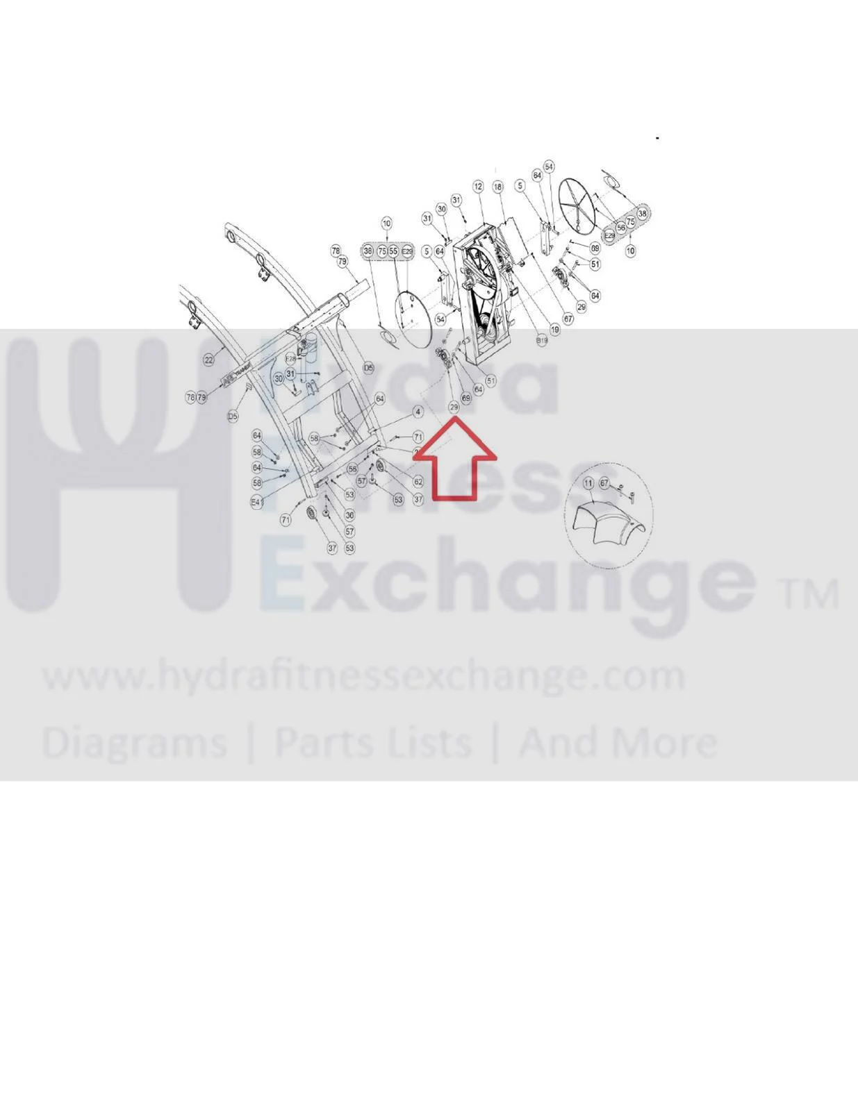 Cybex Life Fitness Elliptical Crank Cover Drive Frame Assembly 1006629-0002 - Image 3