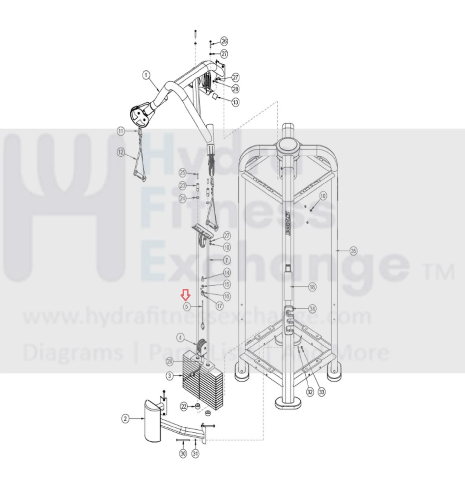 Cybex PP-DPH Strength System Cable Assembly 1005229-0006 - Image 2