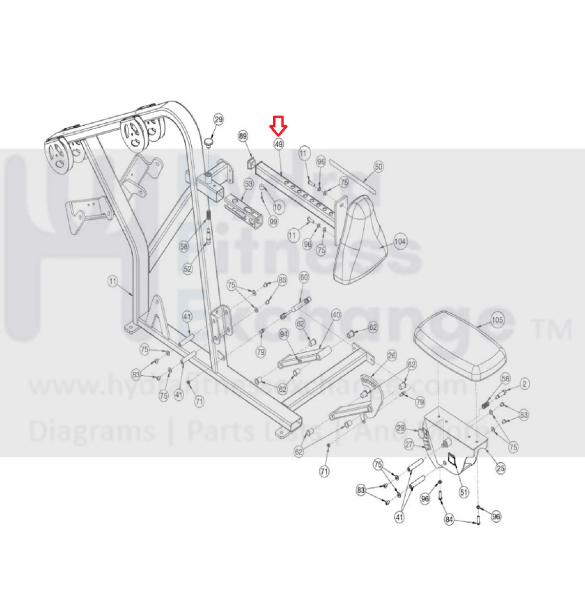 Cybex Strength System P Cushion Tube 11020-210 & PP090211 - Image 3