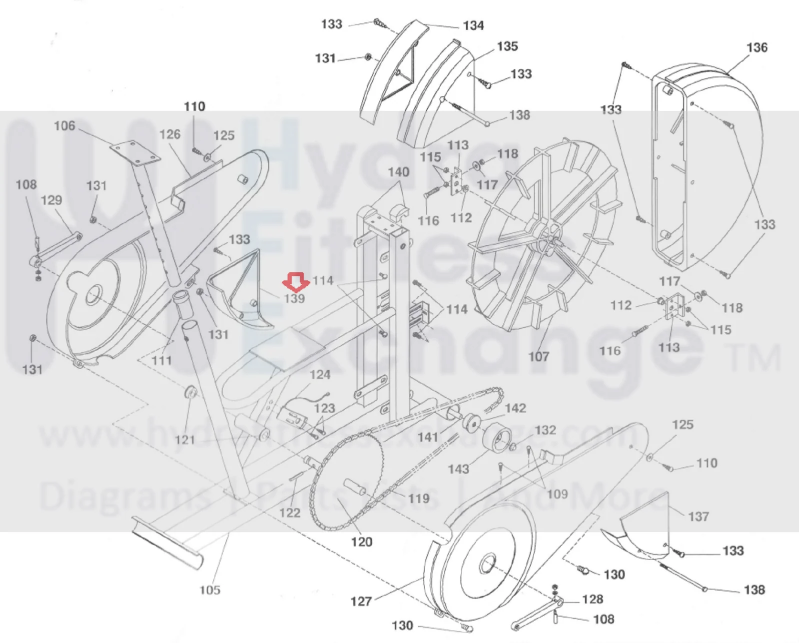 DP Airgometer Stationary Bike Left Lower Fan Guard 09089000 - Image 3