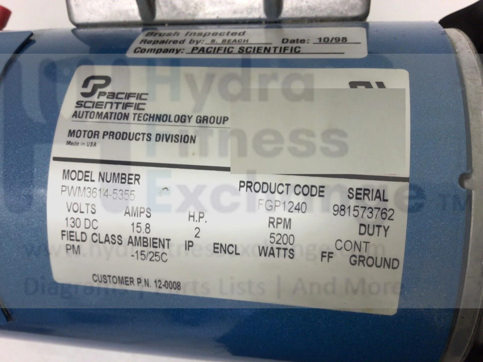 Encore Treadmill Dc Drive Motor With Flywheel MFR PWM3614-5355 FGP1240 & 12-0008 - Image 2