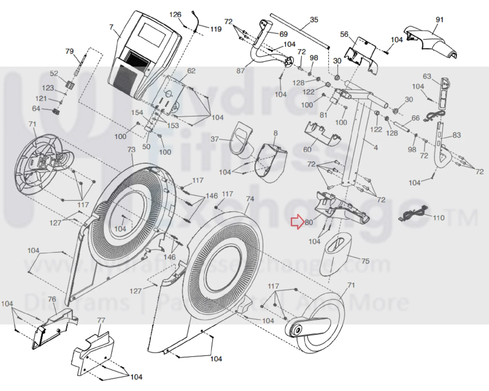 Epic A30E A32E A35E e6.2 e6.4 e6.7 14.0 Elliptical Lower Upright Cover 326625 - Image 2
